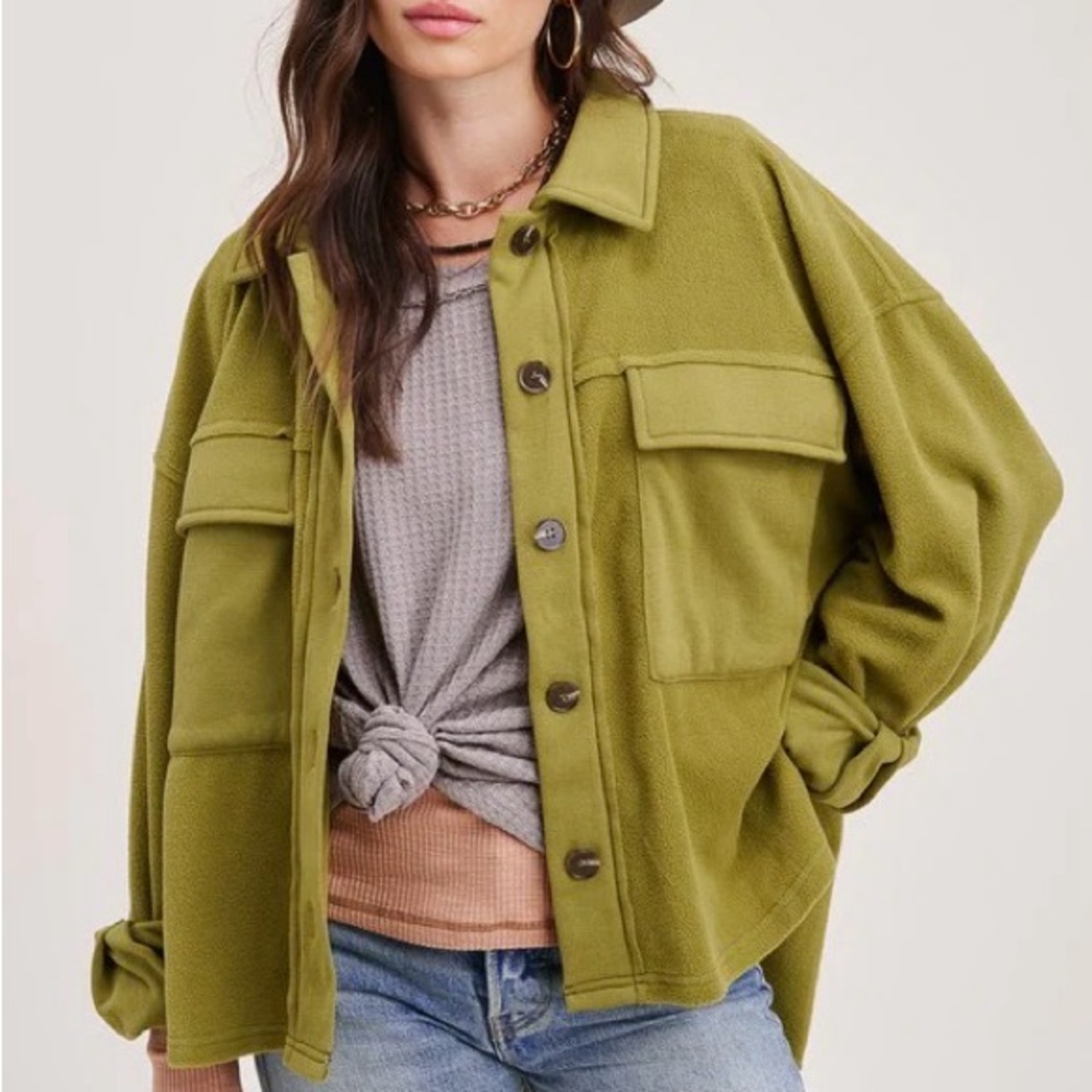 NWOT‎  LA MIEL Chartreuse Button-Up Shirt SZ Med